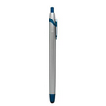 Stylus Click Pen - Silver/Blue - Pad Printed